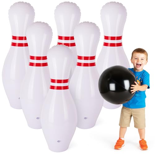 ArtCreativity Giant Inflatable Bowling - Set of 6 Pins - Fun Indoor or Outdoor Games for Kids & Adults - Backyard Christmas, Carnival, Birthday Party Activities for Family - Kids Motor Skills Toy Set