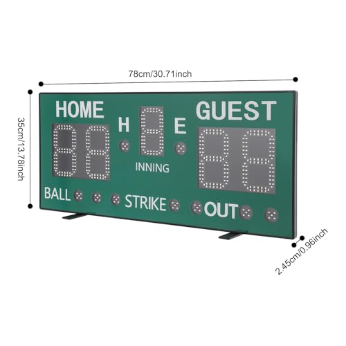 Electronic Basketball Scoreboard Portable Multisport Baseball Scoreboard with Remote & Buzzer High-Light Digital Keeper Wall-Mount for Football Table Tennis Soccer Volleyball