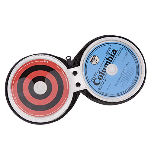 ELEZAY Small CD Case Round Felt 20 Capacity CDs Storage Wallet DVD Disc Holder Compact,Gray - color: A-Gray