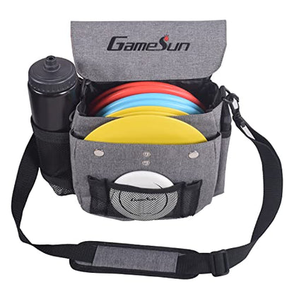 DISC Golf Set-Includes 1pc Heavy Duty Nylon Carry Bag, 2pcs Drivers, 2pcs Mid-Ranges, 2pcs Putters, 1pc Mini Disc Marker, 1pc 12”x12” Embroider Logo Black Towel and 1pc Gift Color Box - color: Gray