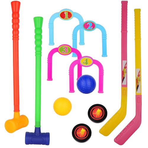 Outdoor Games and Team Sports Set Including Cricket,Croquet, Hockey,Golf with Balls,Wickets, Stumps for Lawn,Backyard,Park - style: Style 2