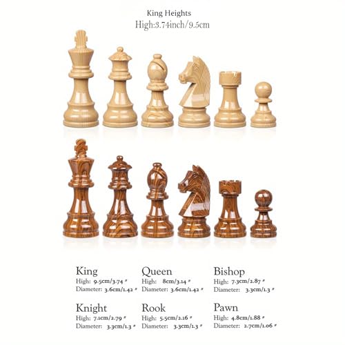 20" Extra Large Folding Chess Set - Walnut Wood Board & Weighted PVC Pieces - Portable Tournament Game for Adults, Travel, Gifts (Perfect for Beginners & Adults)