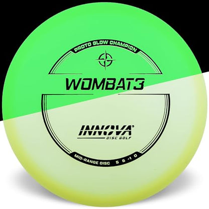 Innova Proto Glow Champion Wombat3 – Glow in The Dark Disc Golf Mid-Range Disc - size: 165-169g