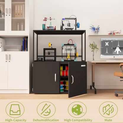 300L Large 3D Printer Filament Storage Stand & Sealed Cabinet with Dehumidifier | Industrial Sealed Cabinet Holds 160 Spools | Protects PLA, ABS, PETG, TPU from Moisture & Oxidation - color: 300l Black