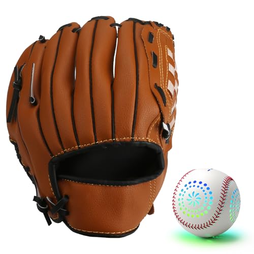 HYES Light up Baseball with LED Rechargeable, 9 Lighting Modes Glow in The Dark Baseball Gifts for Boys 8-12, Official Size Leather Weighted Balls for Day Night Indoor Outdoor Sport Game - size: led baseball- with glove