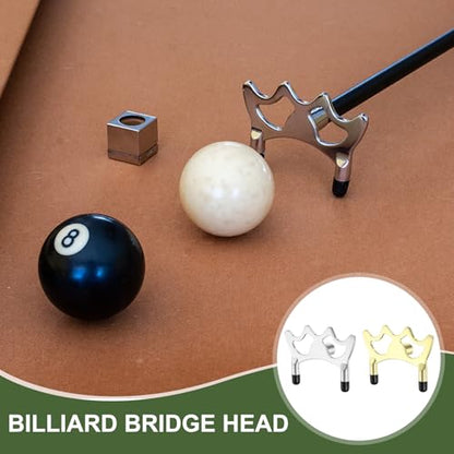 Billiard Bridge Head, Pool Cue Stick Bridge Screw-on Metal Cue Rests Billiard Accessories - color: Gold/Silver, style: Low Fork with Rubber Sleeve