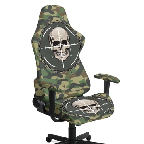 Gothic Skull Camo Gaming Chair Cover Universal Space with Armrest Breathable Stretch Racing Computer Chair Slipcover Non Slip Removable Office Armchair Cover for Swivel Chairs Boss Chairs - color: Gothic Skull Camo