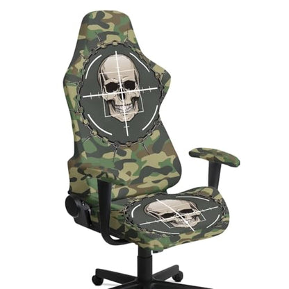 Gothic Skull Camo Gaming Chair Cover Universal Space with Armrest Breathable Stretch Racing Computer Chair Slipcover Non Slip Removable Office Armchair Cover for Swivel Chairs Boss Chairs - color: Gothic Skull Camo