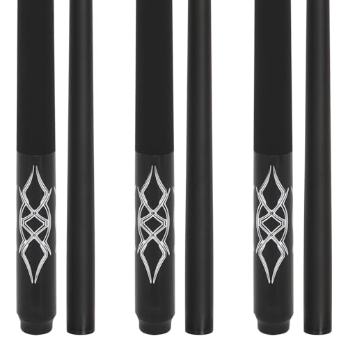 Fiberglass Pool Cue Stick 19-21 oz, 58 inch Billiard cue for Professional Adult Player - color: Black Set of 3