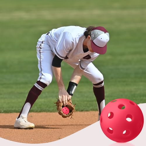 Lunmon 36 Pcs Practice Baseball 42mm Small Training Balls Plastic Hollow Softballs Golf Balls with a Drawstring Bag for Backyard Hitting Batting Training Indoor Outdoor Use - color: Red