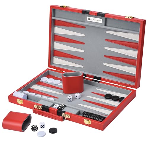 Get The Games Out Top Backgammon Set - Classic Board Game Case - Best Strategy & Tip Guide - Available in Small, Medium and Large Sizes (Red, Large) - color: Red, size: Large