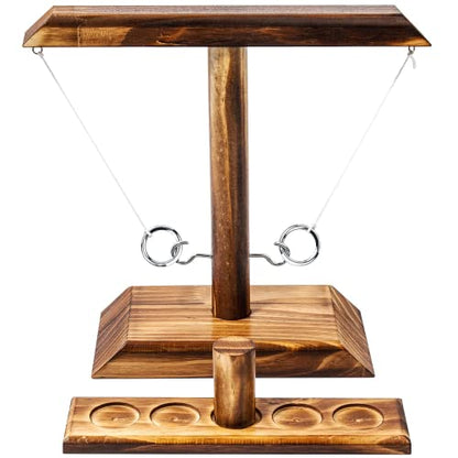 Ring Toss Game, Fun Hook and Ring Game, Handmade Wooden Interactive Game for Home and Party