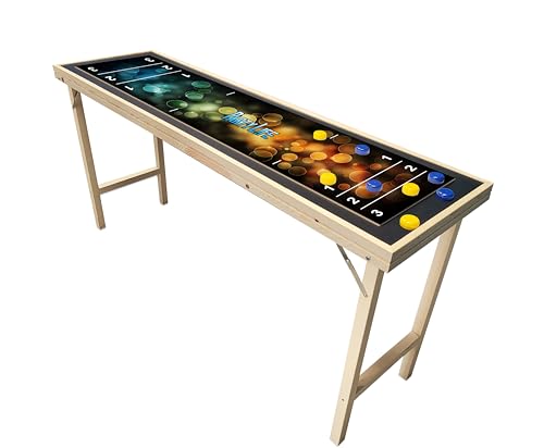 6-Foot Premium Shuffleboard Table w/Folding Legs, Pucks, and Optional LED Lights - Awesome Graphics - Choose Your Model - color: BUBBLES, size: 6-Foot w/ Base Model