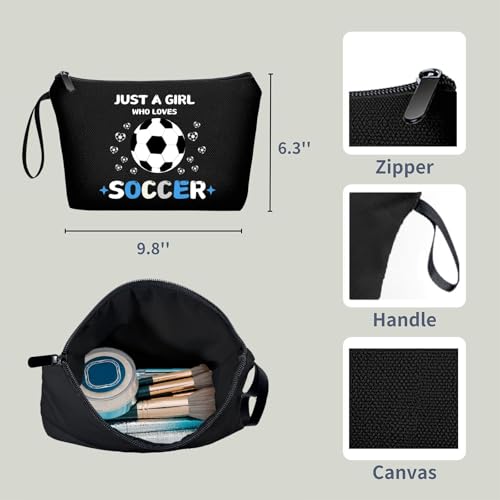 Soccer Cosmetic Makeup Bag, Soccer Gifts for Girls, Travel Organizer, Multifunctional Cosmetic Bag, Black - color: soccer-H