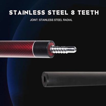 EAGLEKING Carbon Fiber Pool Cue 58" Professional - 12.5mm Low-Deflection Tip with Leather Grip - Enhanced Accuracy for Billiards & Home Entertainment