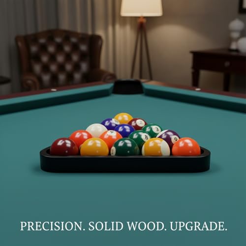 Solid Wood Billiard Triangle Rack for Standard Pool Balls - Durable Wooden Frame for 8-Ball & 9-Ball Games - color: Black