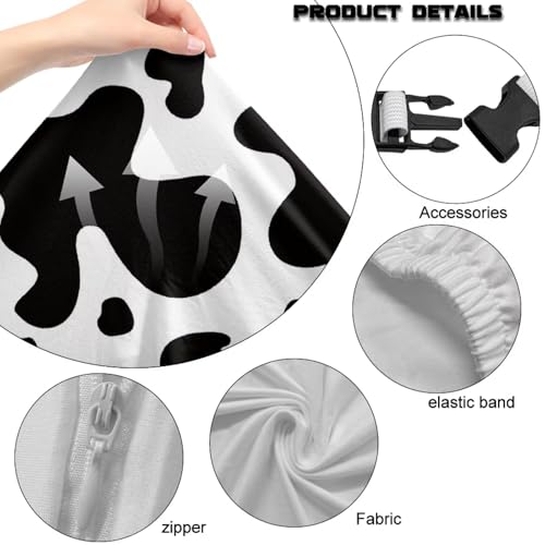 Gaming Chair Cover with Armrest Covers, Anti-Scratch Elastic Spandex Gamer Seat Slipcover Protector for Office Racing Style Gaming Desk Chair, Cow Print - color: Cow Print