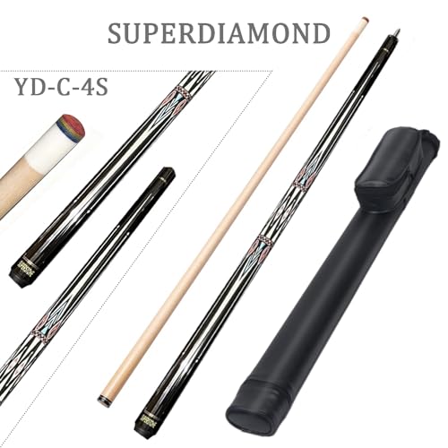 SUPERDIAMOND Pool Cue Stick Set Billiard Cue Sticks with Hard Case, 2-Pieces 58" Pool Table Sticks, 12.5 mm Tip Pool Queue,Pool Stick Set for Home Recreation, Billiards Clubs, Training - style: Billiard Cue Sticks-GB-YD-C-4S