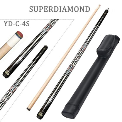 SUPERDIAMOND Pool Cue Stick Set Billiard Cue Sticks with Hard Case, 2-Pieces 58" Pool Table Sticks, 12.5 mm Tip Pool Queue,Pool Stick Set for Home Recreation, Billiards Clubs, Training - style: Billiard Cue Sticks-GB-YD-C-4S
