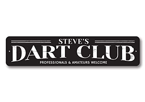 Dart Club Sign, Gamer Name Man Cave Sign, Professionals & Amateurs Welcome Game Room Aluminum Decor - 4" x 18" - size: 1) 4"x18" Inches