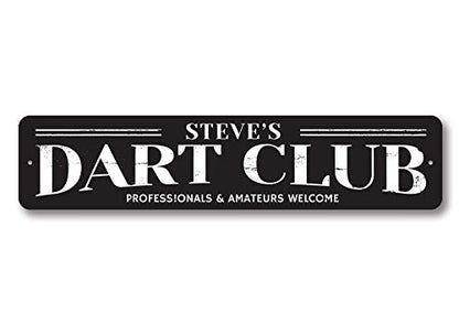 Dart Club Sign, Gamer Name Man Cave Sign, Professionals & Amateurs Welcome Game Room Aluminum Decor - 4" x 18" - size: 1) 4"x18" Inches