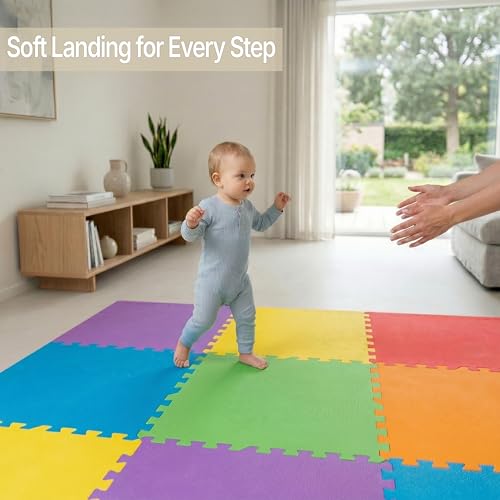 FlooringInc Baby Play Mat for Floor, Extra Large 2'x2' Foam Floor Tiles for Kids, Soft Interlocking Puzzle Mat, 1/2 Inch Thick, Non-Toxic EVA (Rainbow, 30 Tile Pack, 120 Sq Ft) - size: 30 Tile Pack