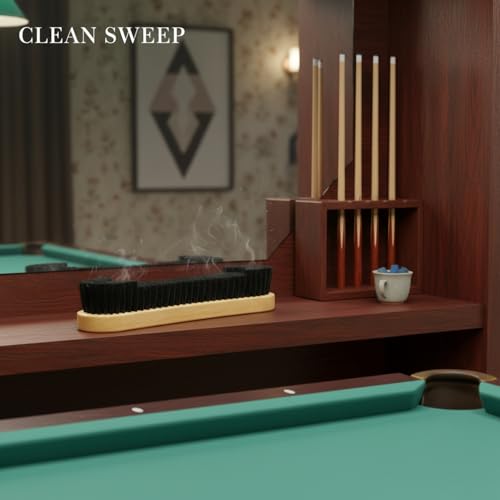 Billiard Table Felt Cleaning Brush with Soft Polyester Bristles and Wooden Handle for Pool Table Maintenance - size: 10.24 x 2.36 x 1.18 in
