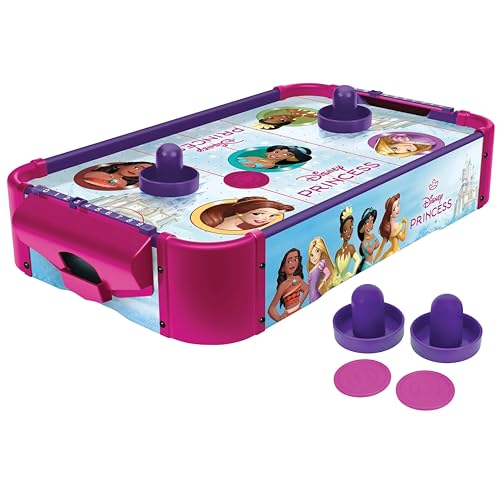 Disney Princess Air Hockey Table for Kids - Wooden Tabletop Game with Puck, Pushers & Air Flow System - Disney Licensed - Kids 4+