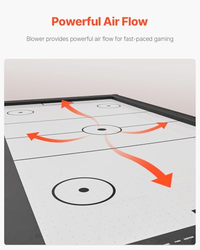 VEVOR 84" Air Hockey Table, Indoor Arcade Table Gaming Set with 2 Pushers, 2 Pucks, Electronic Scorer, X-Shaped Legs & High-Powered Blower, Air Powered Hockey Game Table for Family Game Room Office