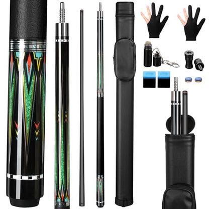 AKLOT Carbon Fiber Pool Cue Stick 58", Billiard Cue Sticks 19-19.5oz, Low Deflection Billiard Stick with 12.5mm Tip, Professional Carbon Fiber Pool Sticks for Adults - color: Green