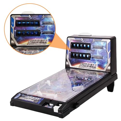 Retro Tabletop Pinball Machine Electronic Desktop Ball Shooting Toy for Kids and Adults with Lights Sounds and Scoreboard Tabletop Pinball Game
