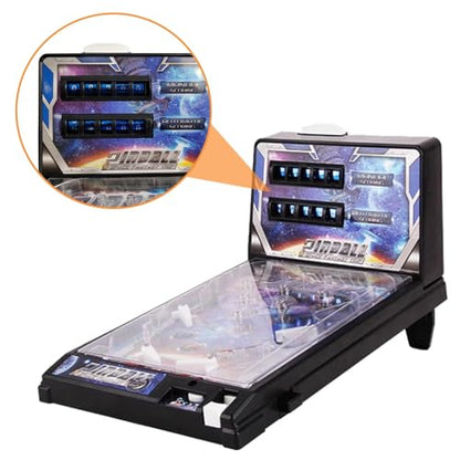 Retro Tabletop Pinball Machine Electronic Desktop Ball Shooting Toy for Kids and Adults with Lights Sounds and Scoreboard Tabletop Pinball Game