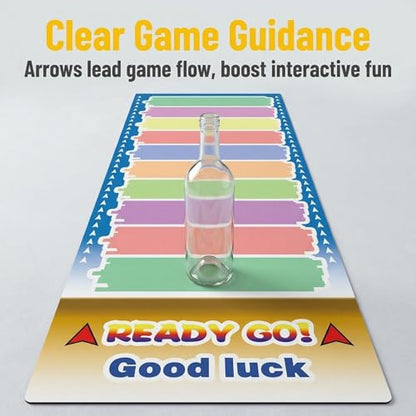 Interactive Giant Party Race Track Mat (59x19.69 Inch), Writeable Reward/Punishment Game Pad for Adults & Kids, Fun Game Night Supplies for Family Gatherings & Parties