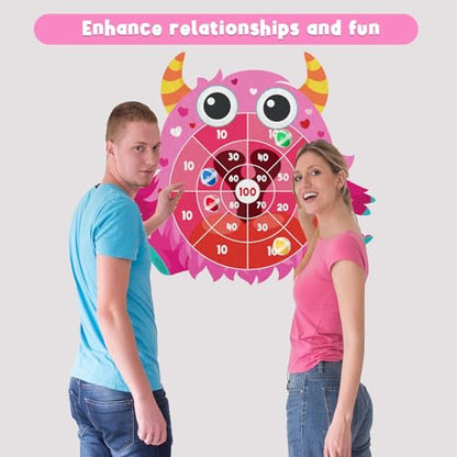 Yquqwn Monster-Themed Dart Game Set Includes 12 Sticky Dart Balls and Hanging Hook Dart Throwing Game for Parties Indoor Party Games Picnics Camping Activities Wall Dart Game