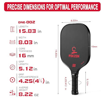 Limited Edition - PEKZEN Professional Pickleball Paddle Crafted with Japan T700 Carbon Fiber, Thermoformed Process with Minimalist Design - color: Fiery Red