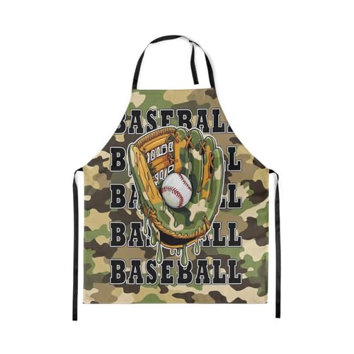 Castle Fairy Cartoon Baseball Kitchen Apron,Bow Knots Waterproof Apron - color: Green Camo