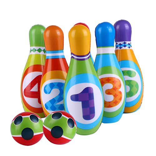 Mini PU Solid Bowling Pins Balls for Indoor Outdoor Play Sports for Interaction and Beginner Bowling Training