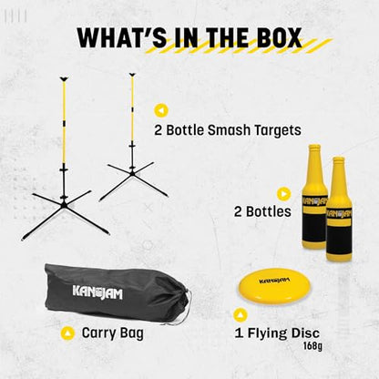 Kan Jam Disc Toss Game - Black/Yellow, Plastic - Snap-Together Setup for Outdoor Games - Steel Poles & Wide Bases for Yard Fun - Portable Carry Bag for Beach Activity & Family Outdoor Fun