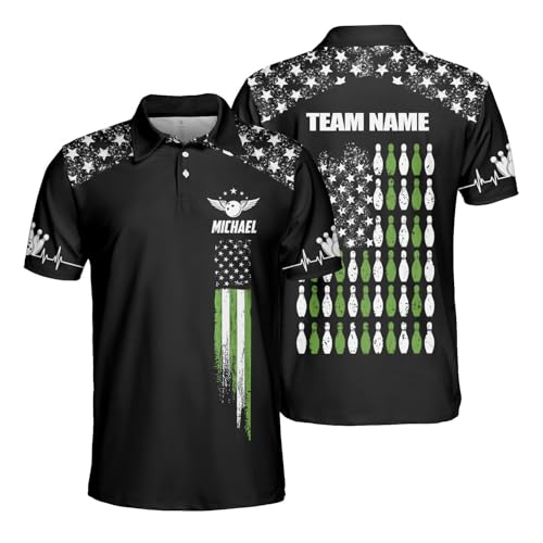 GABITA Personalized Bowling Jerseys for Men, Custom Bowling Polo Shirt, Bowling Shirts Gift for Bowler Team Player - color: A10