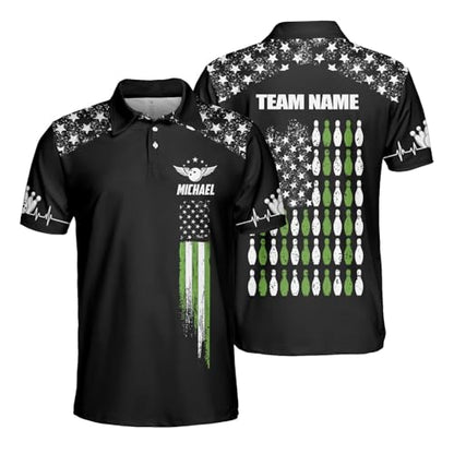 GABITA Personalized Bowling Jerseys for Men, Custom Bowling Polo Shirt, Bowling Shirts Gift for Bowler Team Player - color: A10
