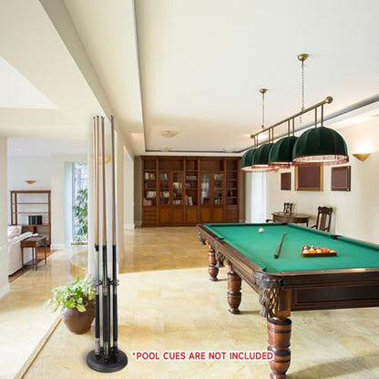GSE Games & Sports Expert Stand-Style Metal Billiard Pool Cue Rack, Holds 6 Pool Cue Sticks (Several Colors Available) - color: Matte Black
