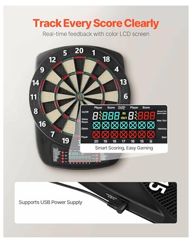 Electronic Dart Board, 13.5" Target Dartboard with 43 Games, 200+ Variations, 6 Darts & 50 Tips - LCD Scoring for Home, Game Room & Parties