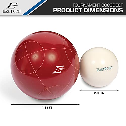 EastPoint Bocce Ball Set - 110mm Tournament Set, 8 Balls, 60mm Pallino - Durable Resin Orbs for Yard Games - Deluxe Carry Case & Tape for Outdoor Games - Designed for Beach & Backyard Fun