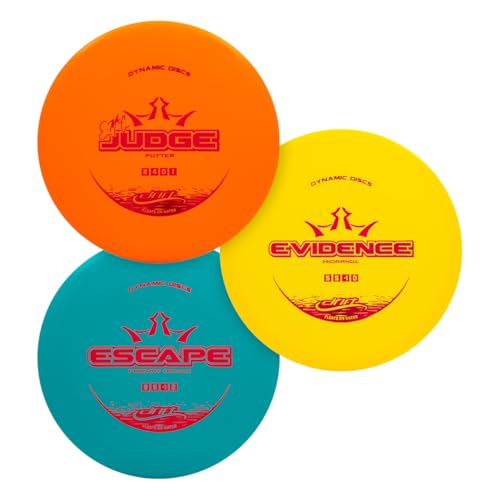Dynamic Discs Drift Beginner Disc Golf Set | 3 Piece Disc Golf Discs Set | EMAC Judge, Evidence, Escape | Lightweight, Floating Plastic for Longer Flights | 120-130g (Colors May Vary) - size: 3 Pack