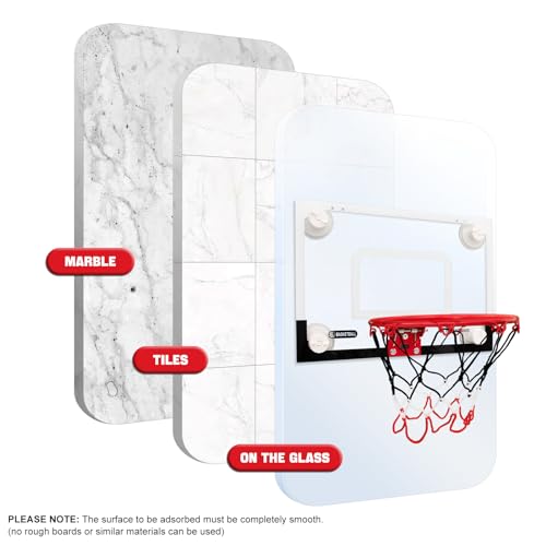 Indoor Mini Basketball Hoops Backboard with Powerful Suction Cups,Wall Mounted Door Basketball Hoops,Toys with Balls Gifts for Kids Boys Teens (43x30CM) (Black-White-1) - color: Black-white-1
