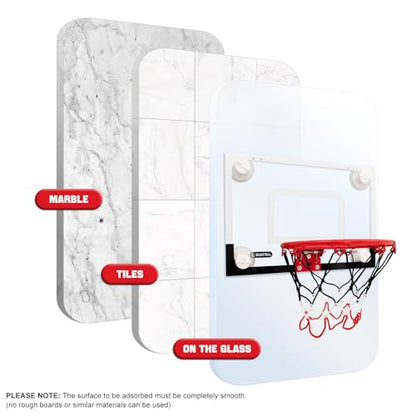 Indoor Mini Basketball Hoops Backboard with Powerful Suction Cups,Wall Mounted Door Basketball Hoops,Toys with Balls Gifts for Kids Boys Teens (43x30CM) (Black-White-1) - color: Black-white-1