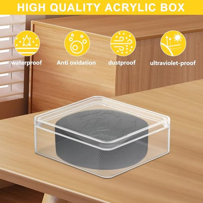 Hockey Puck Display Cases, Acrylic Cube Square Hockey Puck Display Cases - Fits Official Size Hockey Puck (3 PCS) - size: 3 PCS