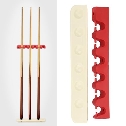 6 Hole Billiard Cue Rack Wall Mount – Rubber Billiard Pool Cue Holder for Storage Snooker Stick,Space-Saving Hanging Bracket with Sturdy Design