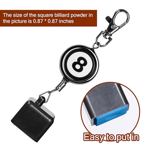SynHHergyx Pool Chalk Holder Billiards Snooker Cue Chalk Holder with Retractable Key Ring Pool Table Accessories Billiards Accessories for Billiard Lovers