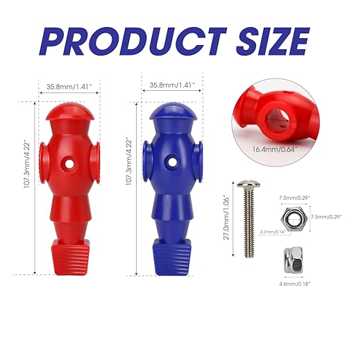 Marsrut 26pcs Foosball Replacement Players, Foosball Men Table Parts, Plastic Soccer Player Guys Set for Football Table - color: Red-Blue